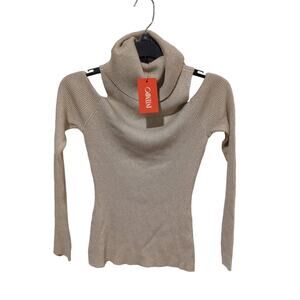 Intempo Cowl Sweater, Ivory/Gold, XS